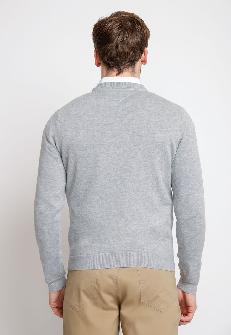 Sweater Hombre Algodón Slim Liso Phelps Gris Melange-1