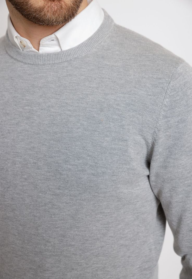 Sweater Hombre Algodón Slim Liso Phelps Gris Melange-2