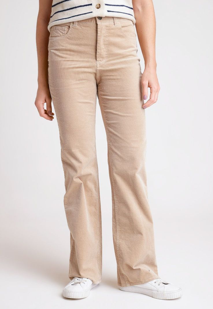 Pantalón Mujer Ishang Cotelé Beige-0