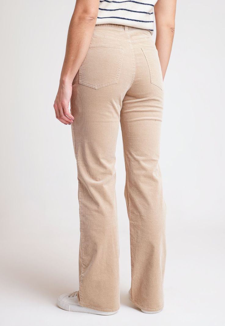 Pantalón Mujer Ishang Cotelé Beige-1