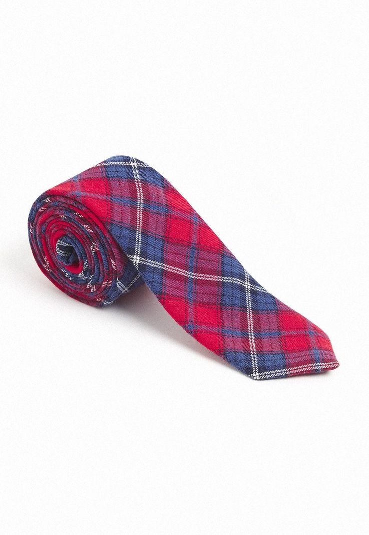 Corbata De Hombre Cuadros Rojo-0