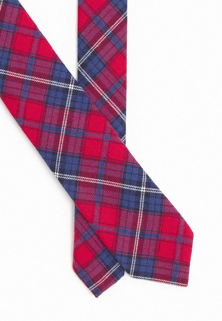 Corbata De Hombre Cuadros Rojo-1