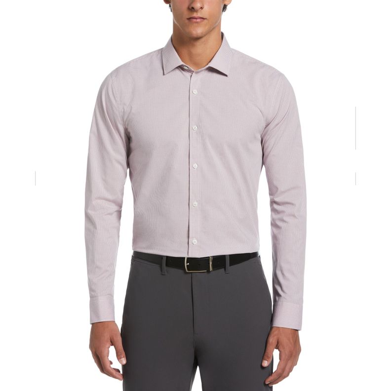 Camisa De Hombre Formal Algodón Microdiseño Burdeo-0