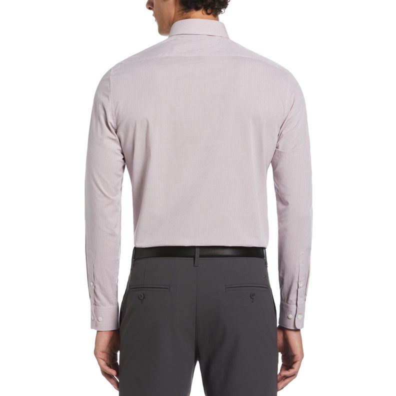 Camisa De Hombre Formal Algodón Microdiseño Burdeo-1