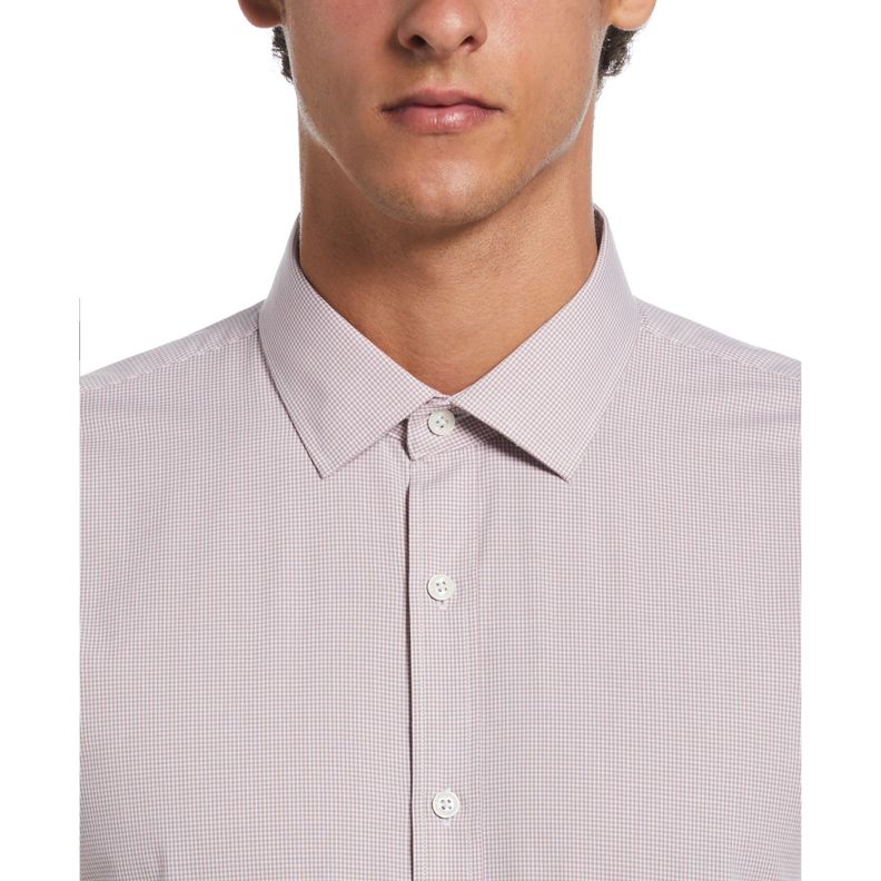 Camisa De Hombre Formal Algodón Microdiseño Burdeo-2