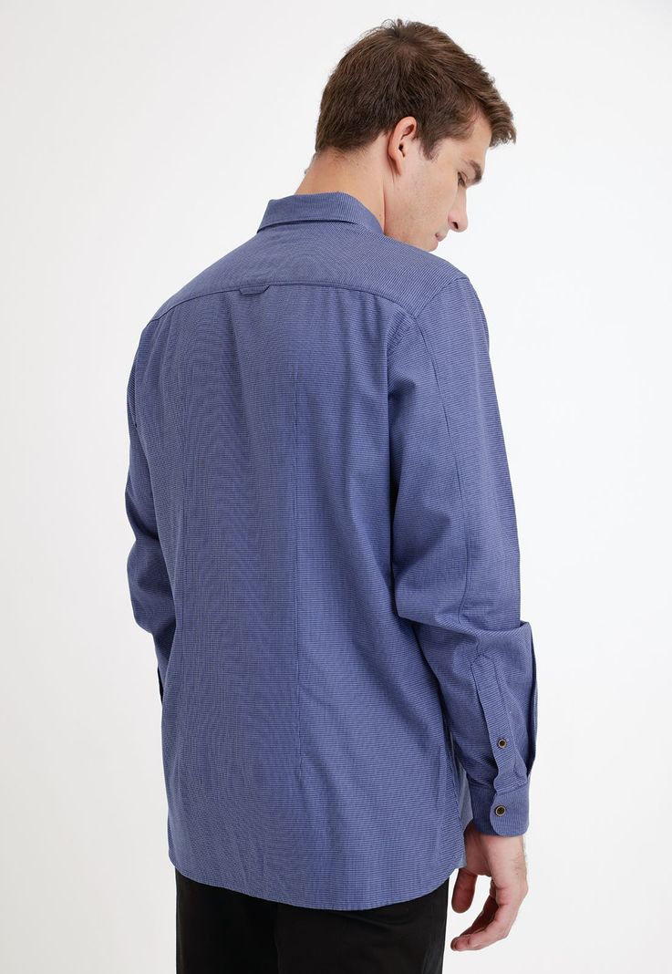 Camisa Hombre Algodón Diseño Slim Ben Azul-1