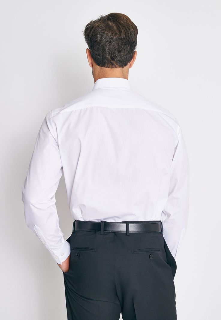 Camisa Formal Básica Lisa Regular Poplin Blanco-1