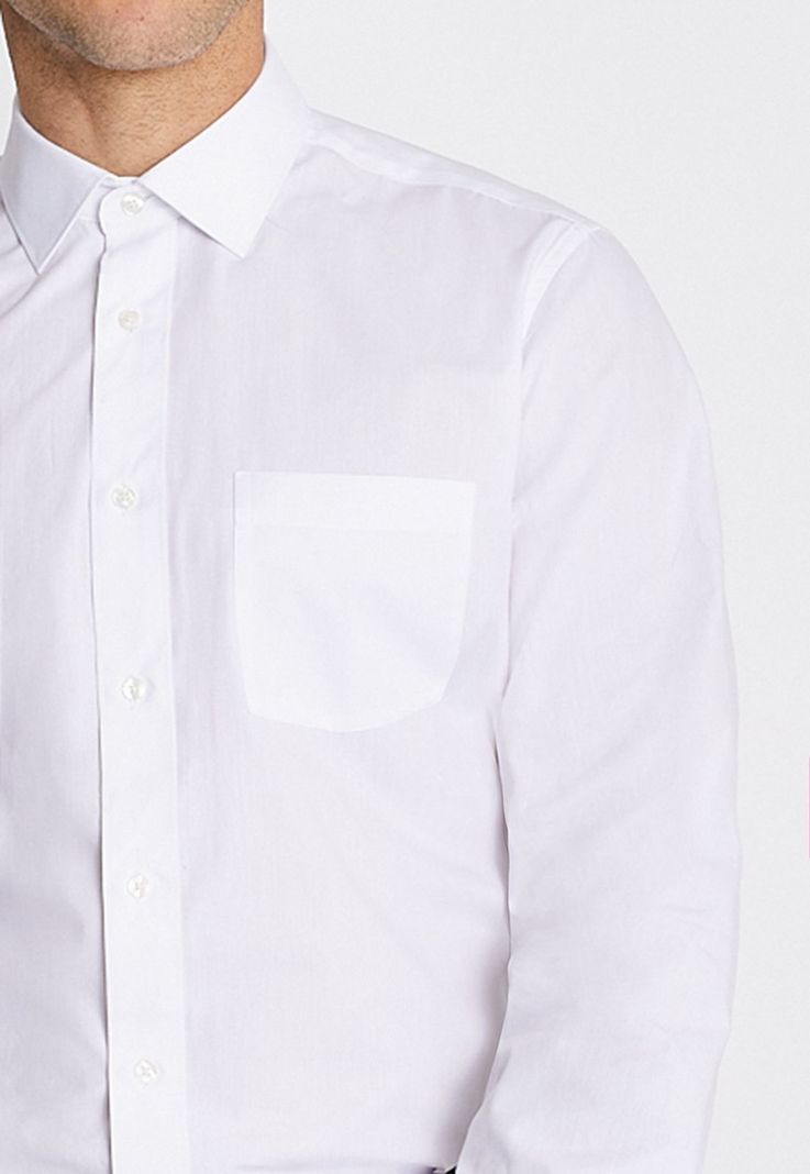 Camisa Formal Básica Lisa Regular Poplin Blanco-2