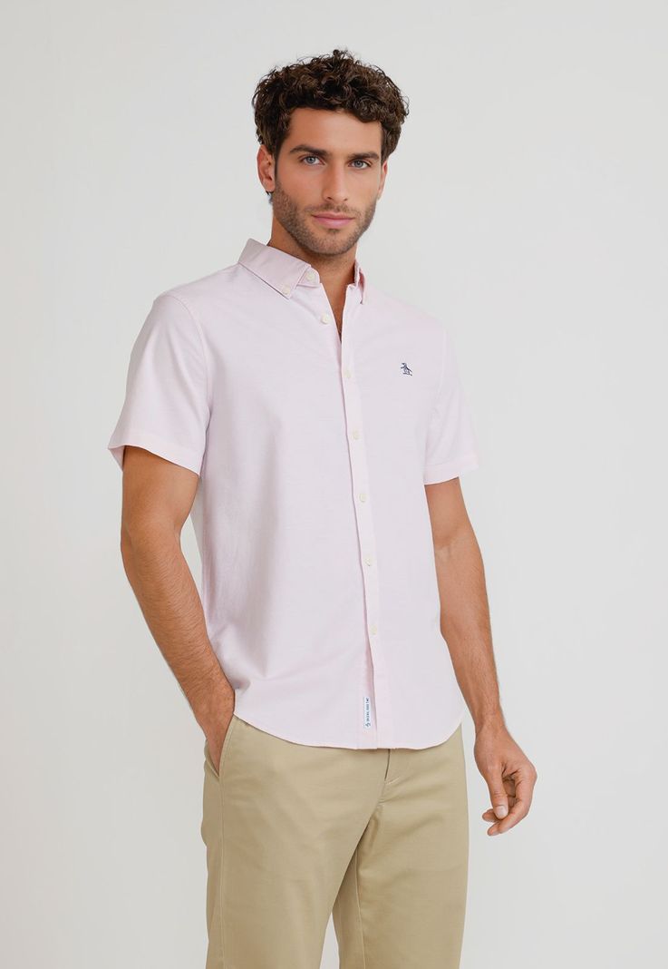 Camisa Hombre Manga Corta Rosada