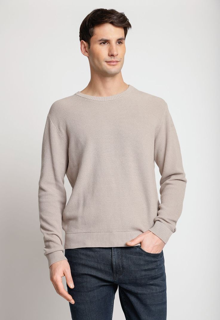 Sweater Hombre Cuello Redondo Gris Claro-0