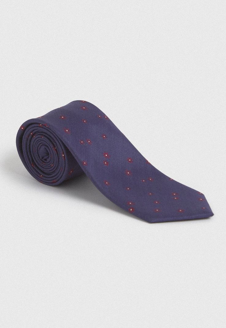 Corbata Formal Hombre Seda Diseño Travel Azul-2