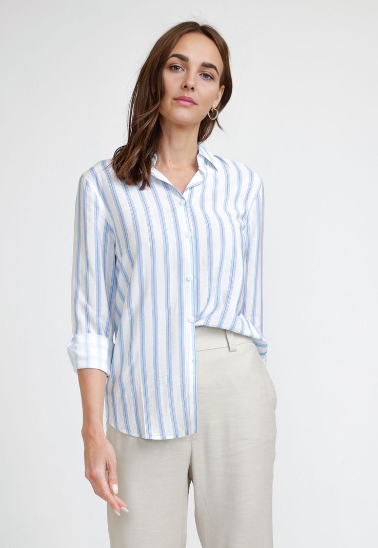 Blusa de Mujer Modelo Samara Color Blanco-Celeste-0