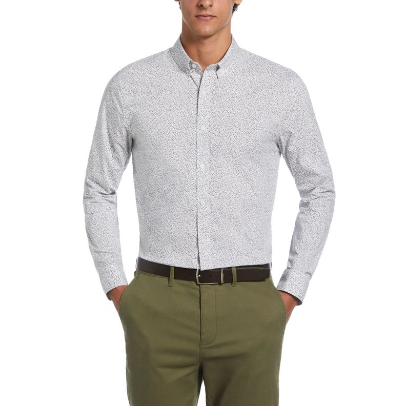 Camisa De Hombre Formal Algodón Estampado Gris-0