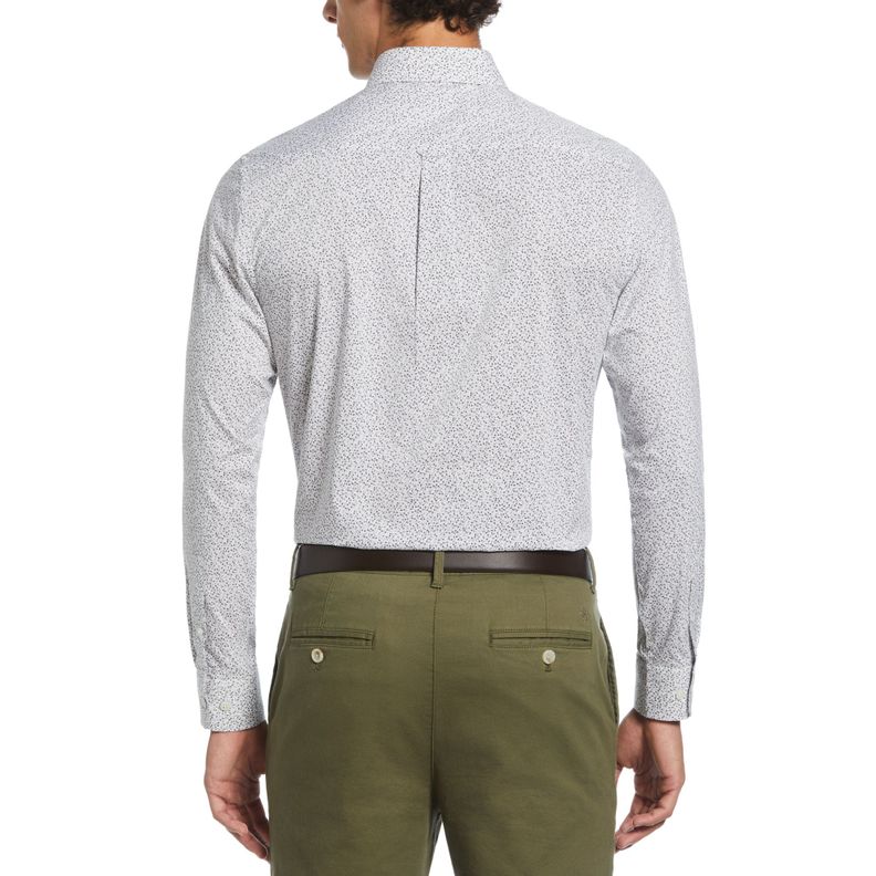Camisa De Hombre Formal Algodón Estampado Gris-1