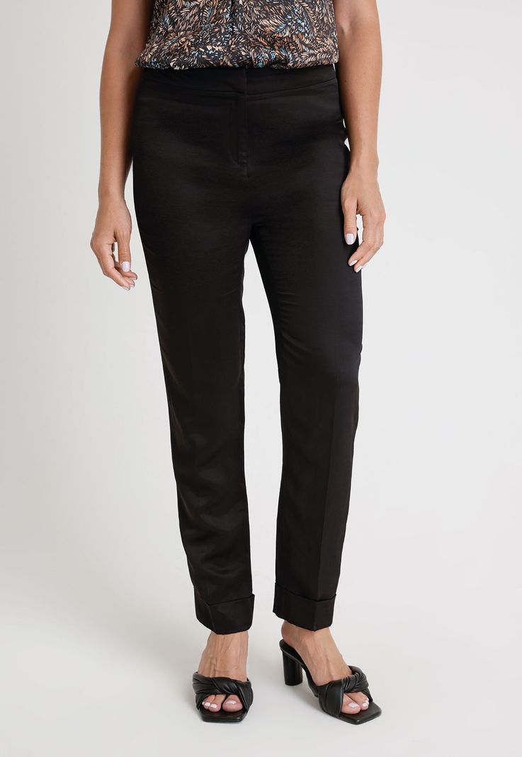 Pantalón De Mujer Ceitán En Mezcla De Lino Color Negro-0