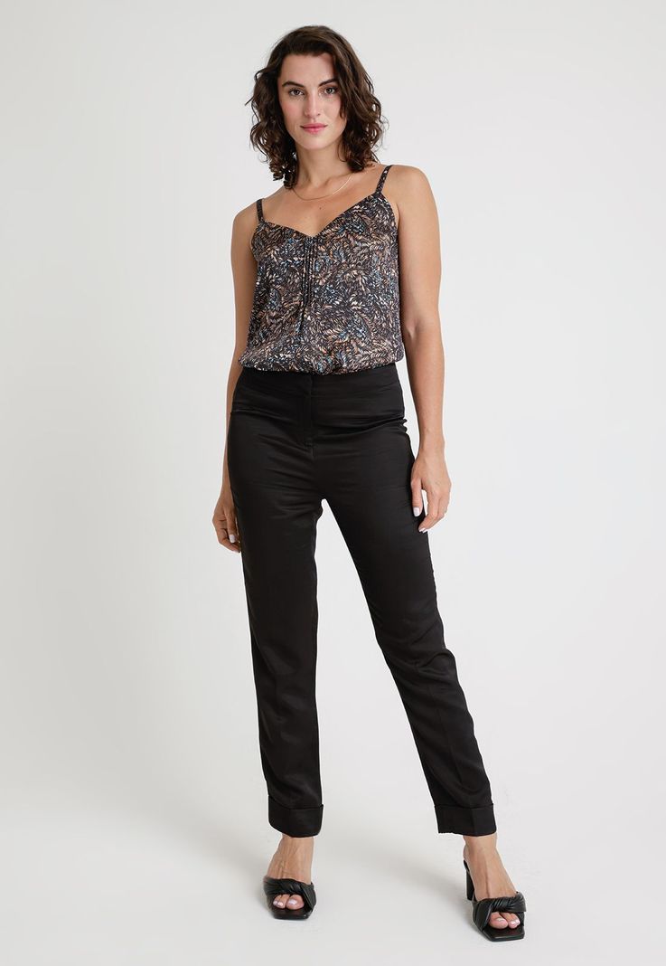 Pantalón De Mujer Ceitán En Mezcla De Lino Color Negro-3