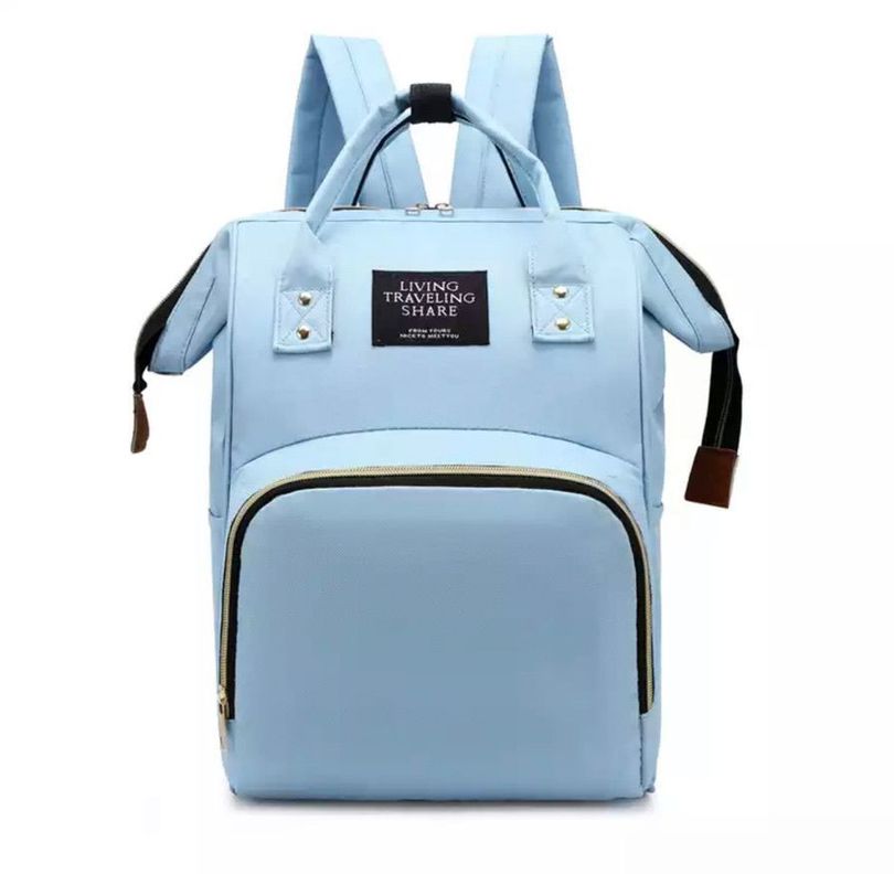 Mochila bebé pañalera Living Traveling diseño celeste-0