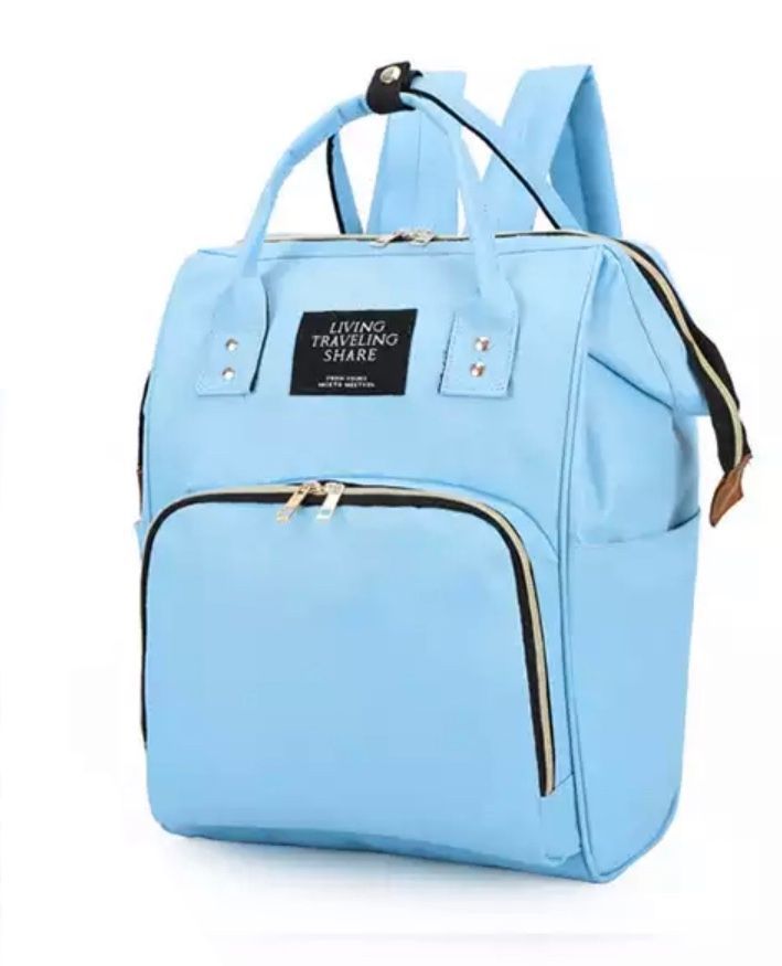 Mochila bebé pañalera Living Traveling diseño celeste-1