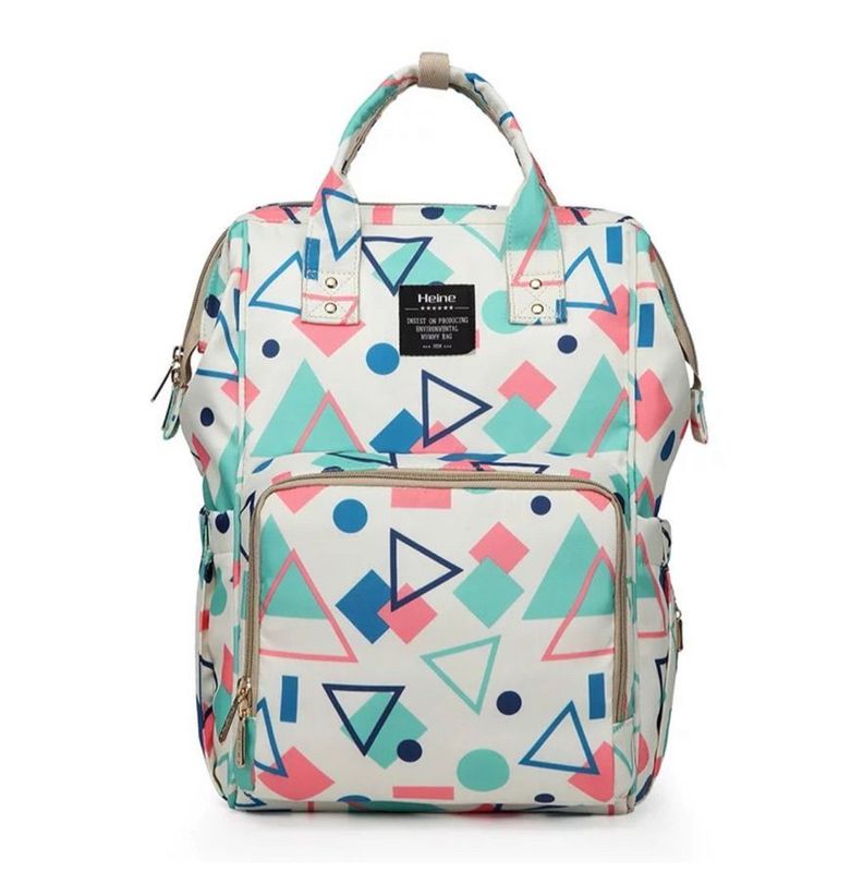 Mochila bebé pañalera original Heine diseño figuras geométricas-0