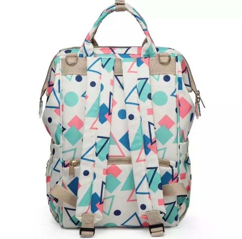 Mochila bebé pañalera original Heine diseño figuras geométricas-2