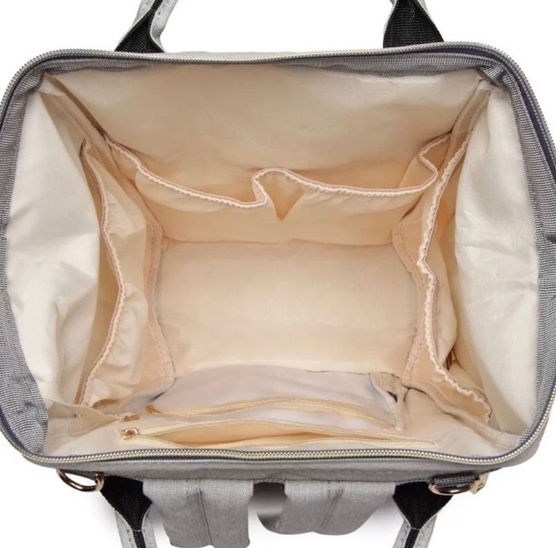 Mochila bebé pañalera original Lequeen clásica diseño morado con gris-2