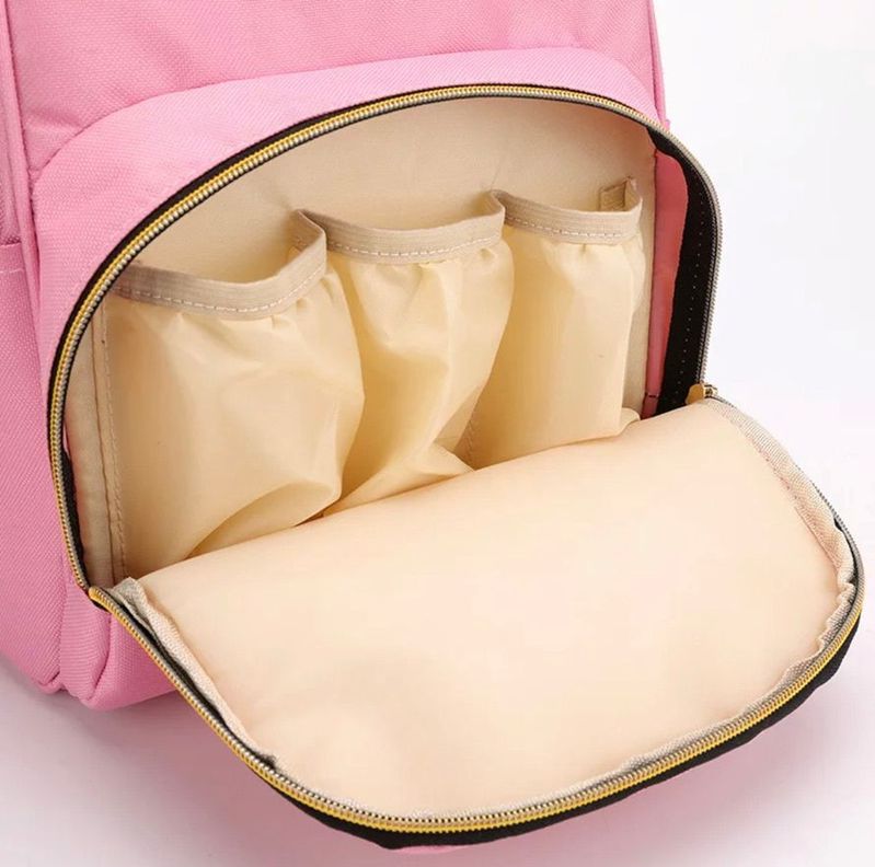 Mochila bebé pañalera Living Traveling diseño rosado-1