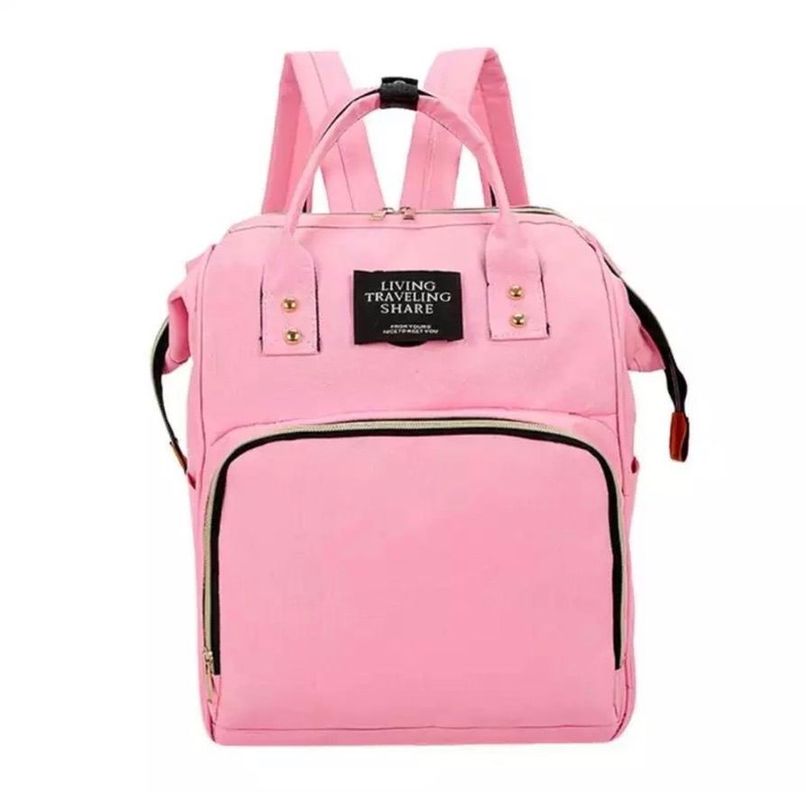 Mochila bebé pañalera Living Traveling diseño rosado-0