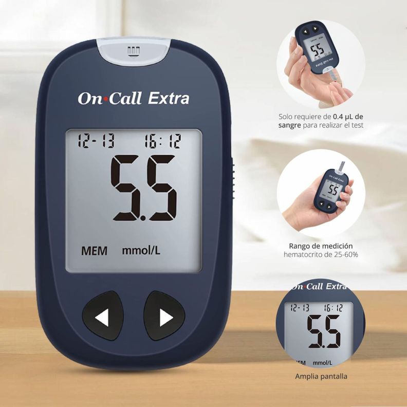 Medidor de Glucosa Glucómetro On Call Extra 60 Cintas y 10 Lancetas-1