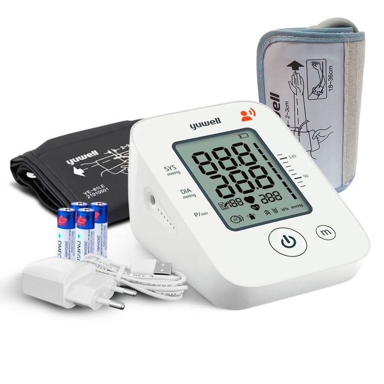 Toma Presion Digital de Brazo Yuwell YE660D con Voz + Bzte Adulto y Pediatrico