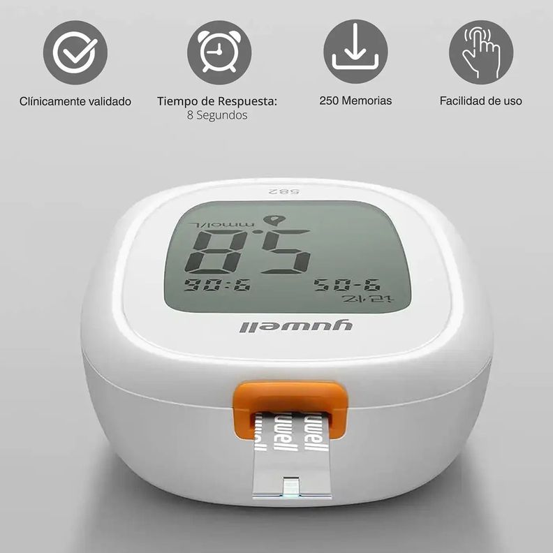 Glucómetro Yuwell 582 Medidor Glucosa Glicemia 100 Cintas 100 Lancetas-2