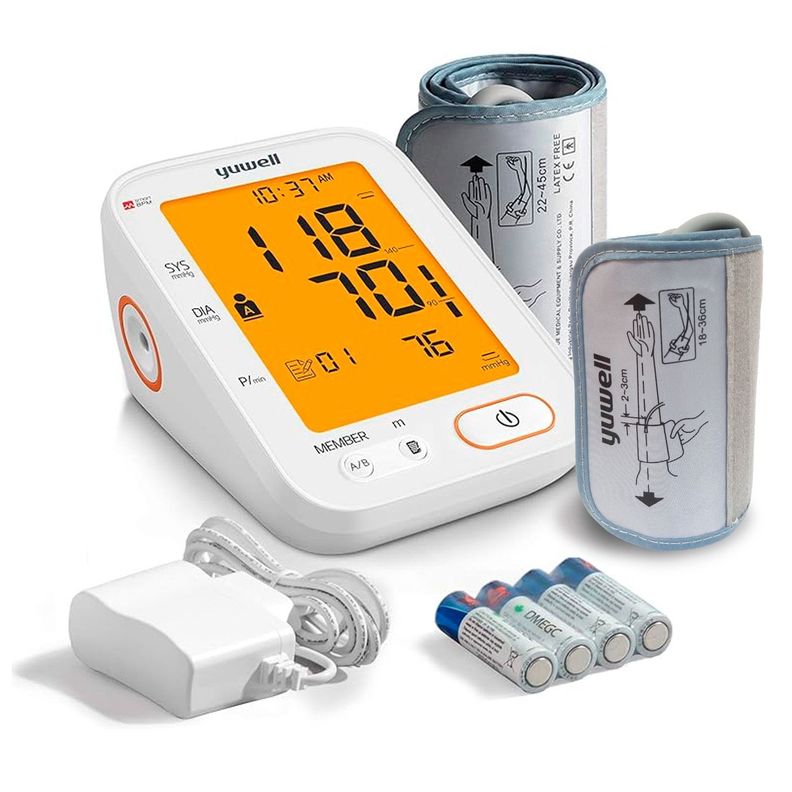 Toma Presion Digital de Brazo Yuwell YE680B con Voz + Brazalete Adulto y Pediatrico 360
