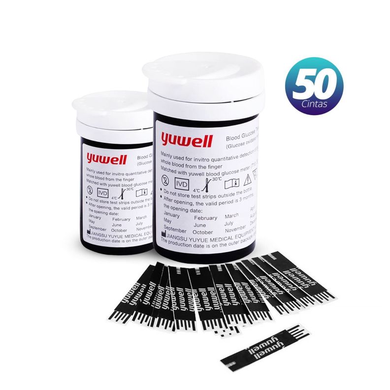 Cintas Reactivas para Glucómetro Yuwell 582 x 50 Unidades-0