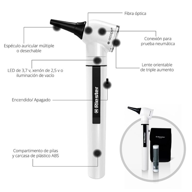 Otoscopio Riester E-Scope Blanco  Luz Directa-2