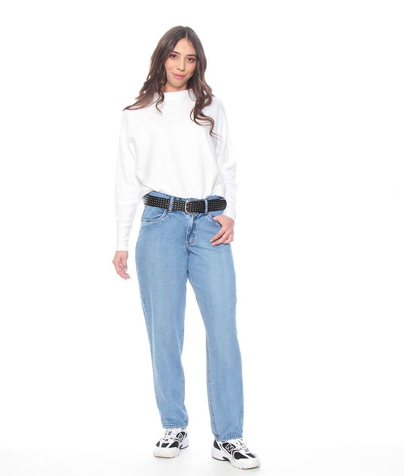 Jeans Mom Recto Clasico Tiro Alto Pretina Media Dos Botones-9
