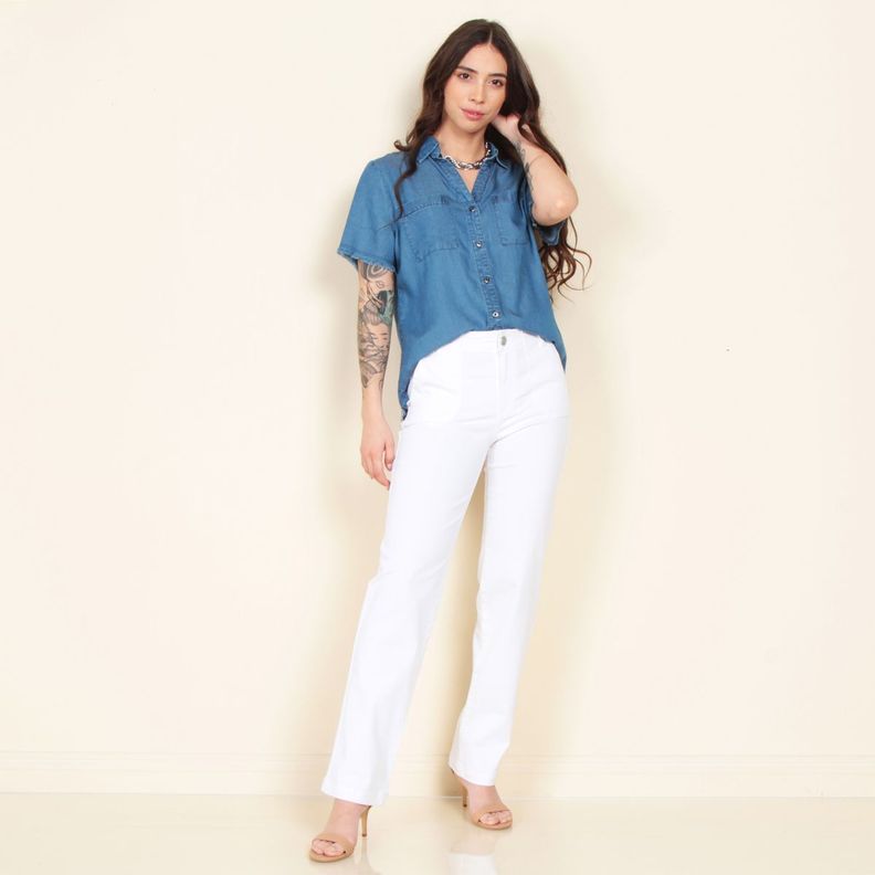 Jeans Recto Cargo Tiro Alto Pretina Basica-2