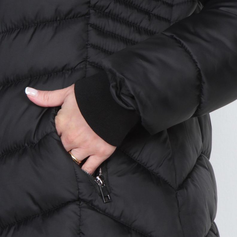 Parka Manga Larga Con Piel En Capucha Y Bolsillos Con Cierres-2