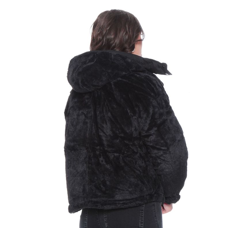 Parka Manga Larga Reversible Con Capucha Y Piel Sintetica-1