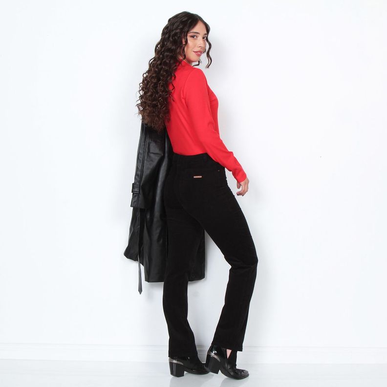 Pantalon Cotele Recto Push In Push Up Pretina  Basica Un Boton-6