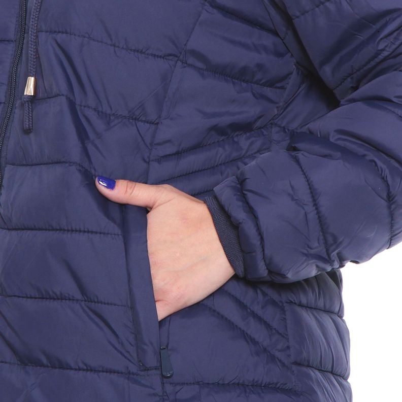 Parka Manga Larga Solido Con Capucha  Con Piel Sintetica-2
