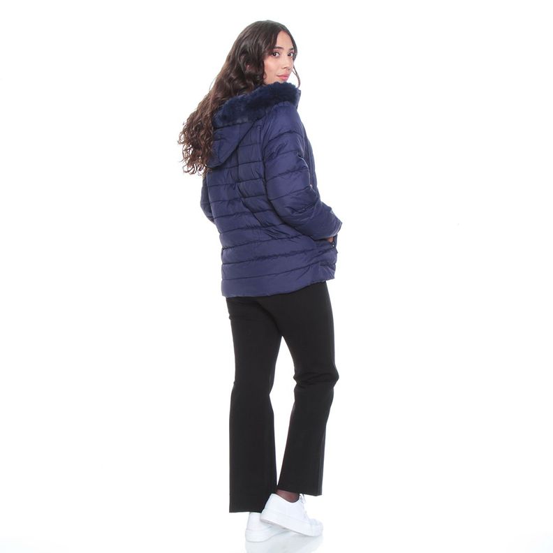 Parka Manga Larga Solido Con Capucha  Con Piel Sintetica-7