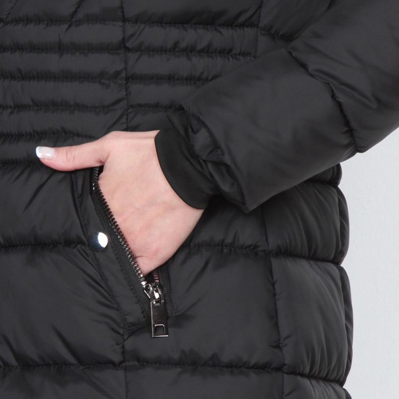 Parka Manga Larga Con Piel En Capucha  Y Bolsillo Con Cierre-2