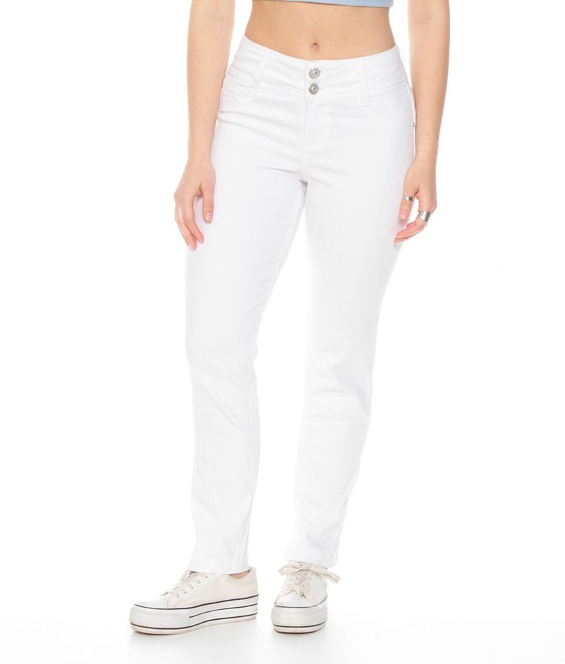 Jeans Slim Push Up Tiro Alto Pretina Media Con Dos Botones-0