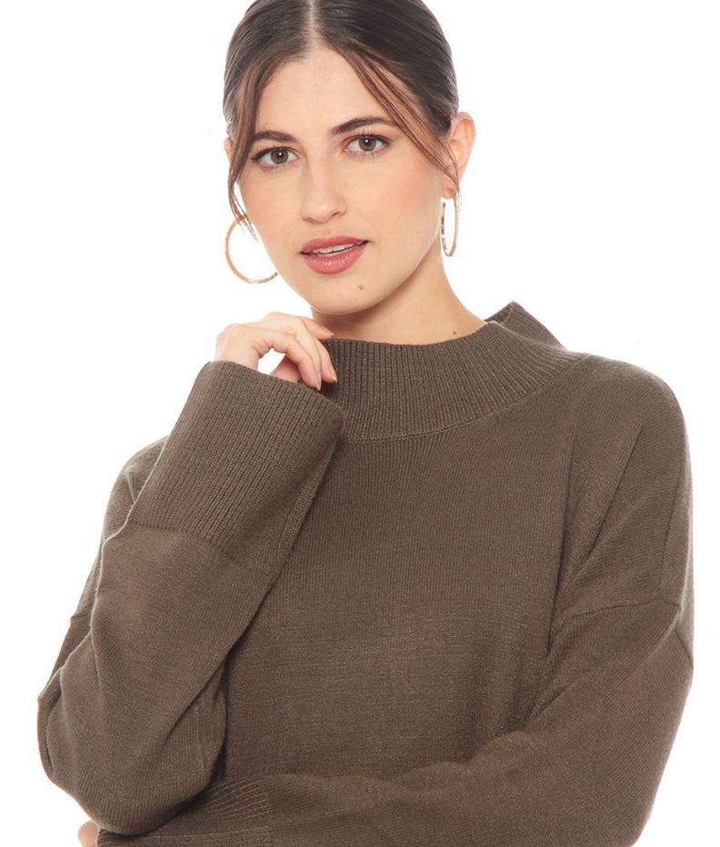 Sweater Manga Larga Cuello Alto Solido-1