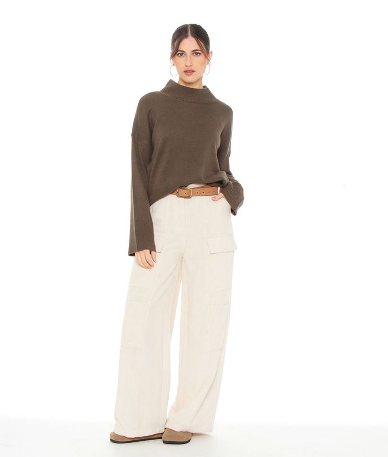 Sweater Manga Larga Cuello Alto Solido-3