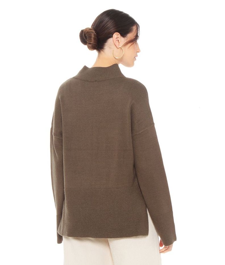 Sweater Manga Larga Cuello Alto Solido-4
