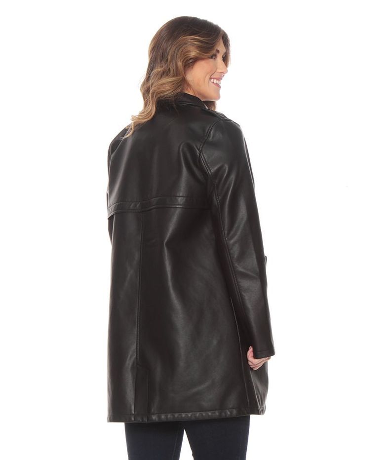 Chaqueta Manga Larga Cuero Ecologico Con Bolsillo-1