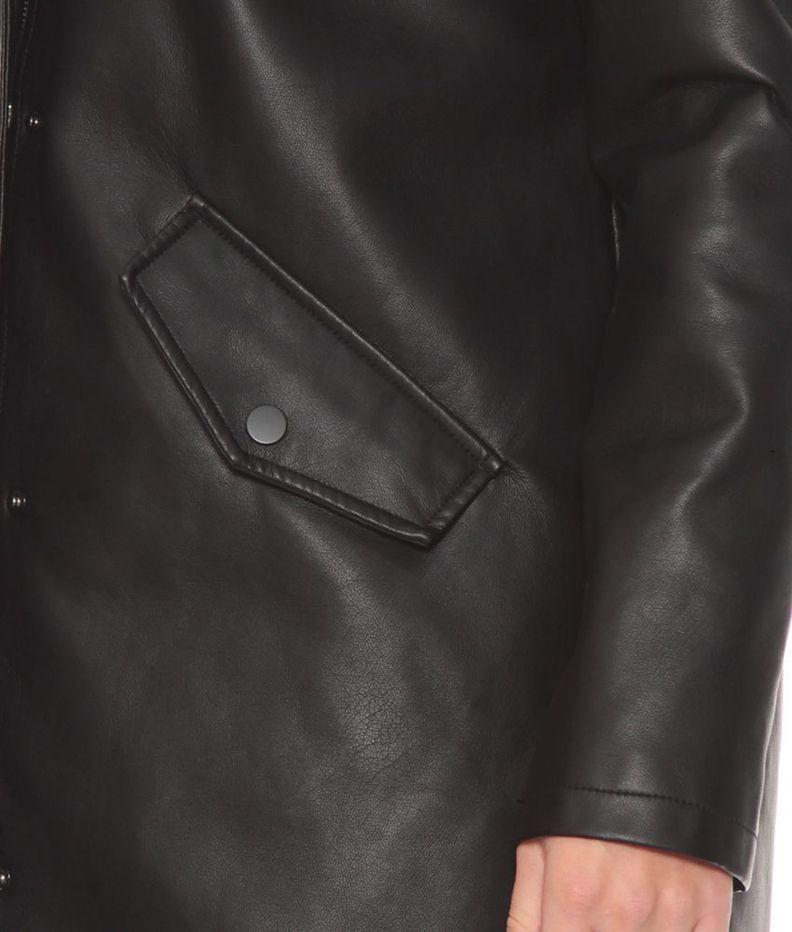 Chaqueta Manga Larga Cuero Ecologico Con Bolsillo-2