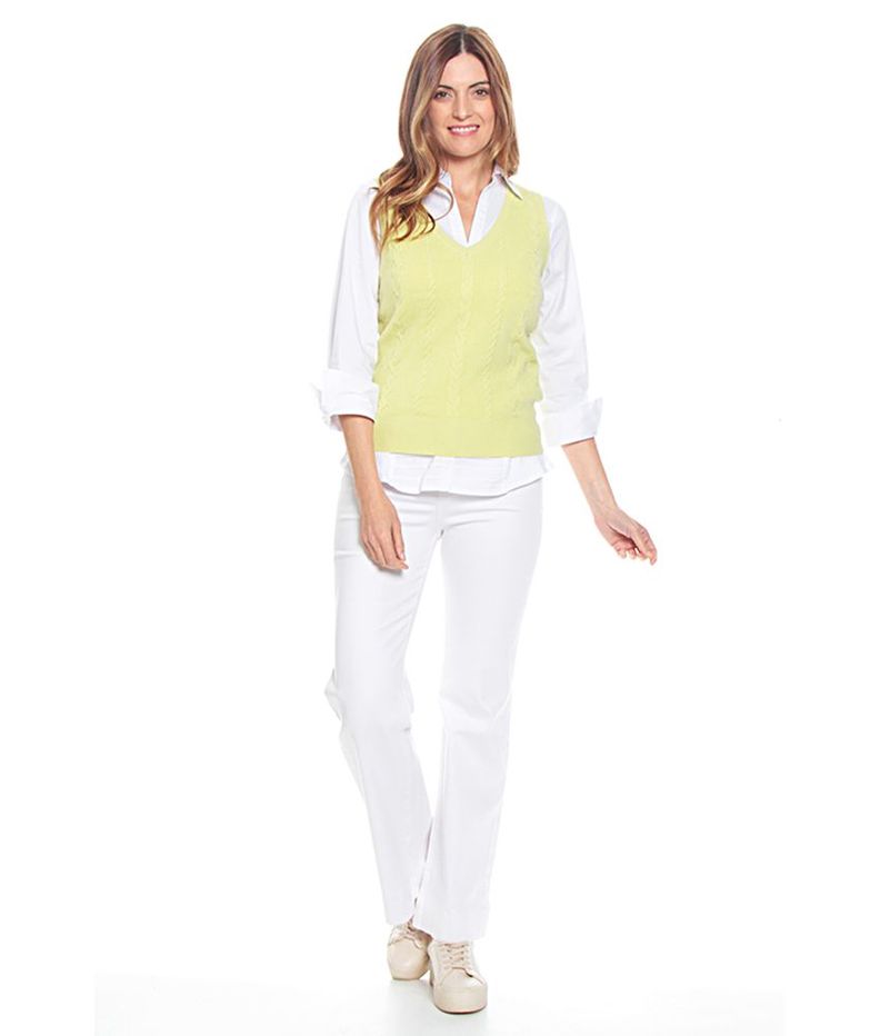 Sweater Sin Manga Solido Escote V-4