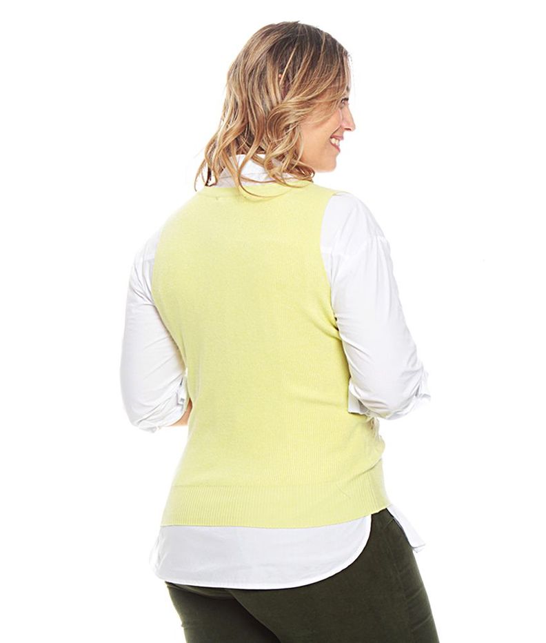 Sweater Sin Manga Solido Escote V-7