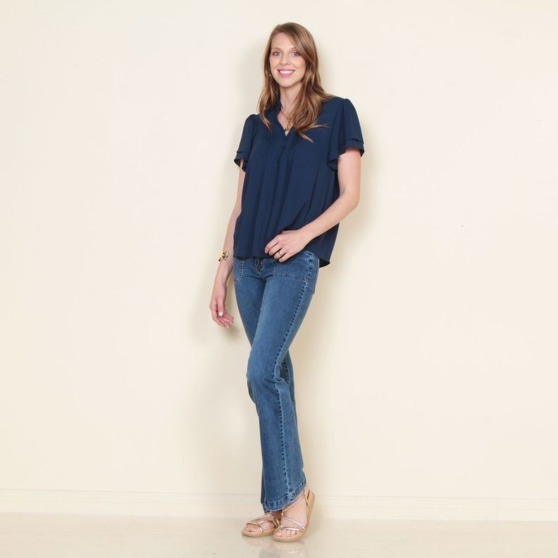 Blusa Manga Corta Abotonada Solida